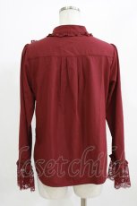 画像3: axes femme / 繊細袖レースとろみブラウス M ワイン H-26-06-30-2038-AX-BL-NS-ZH (3)