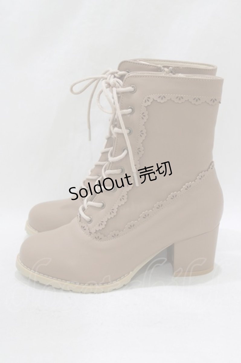 画像2: axes femme / スカラップレースアップブーツ S ベージュ H-26-06-30-2043-AX-SH-NS-ZH (2)