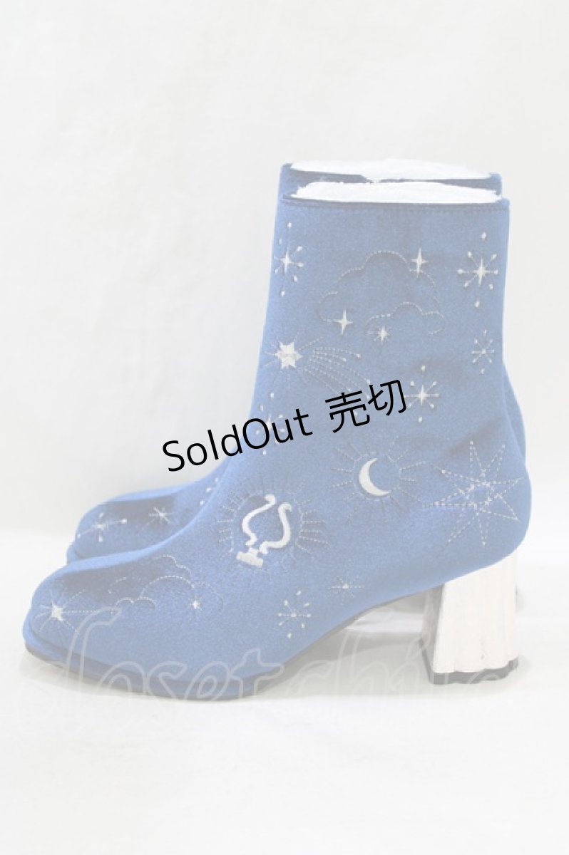 画像2: axes femme POETIQUE / 天体モチーフ刺繍ベロアブーツ S ネイビー H-26-06-30-2044-AX-SH-NS-ZH (2)