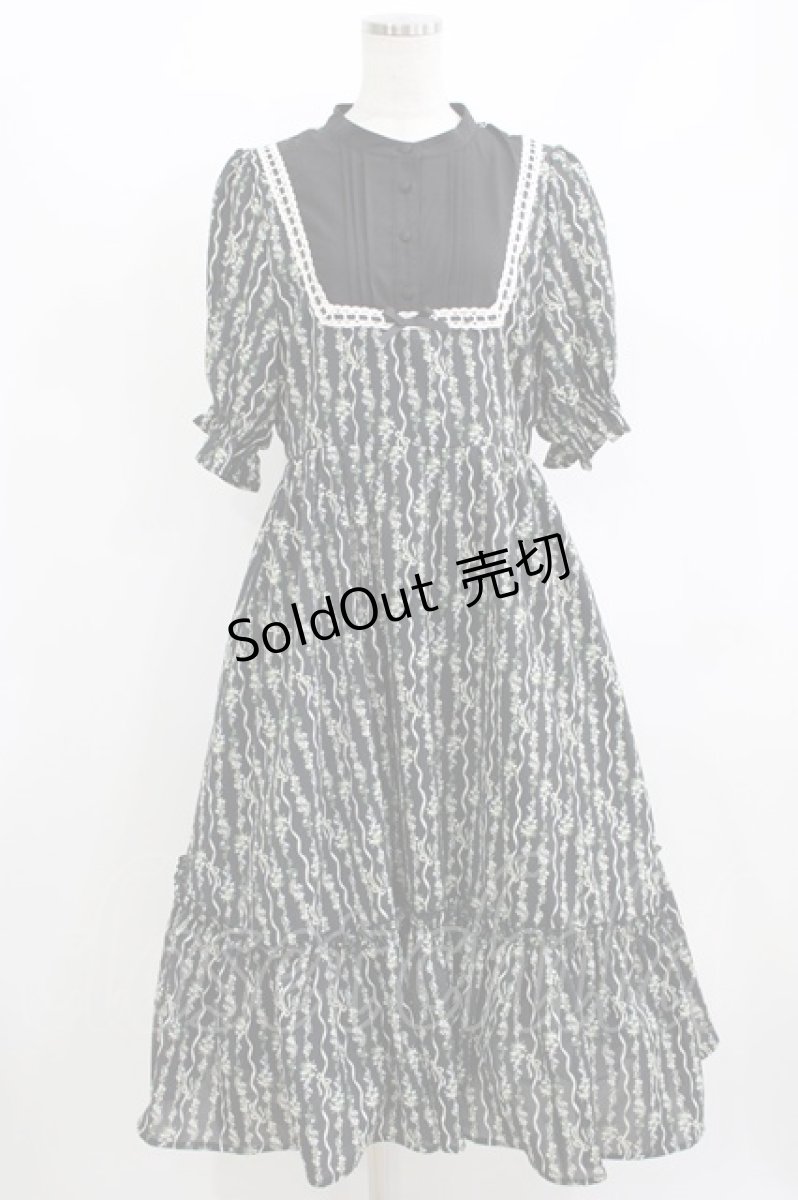 画像1: m petit by misako / 花柄×リボンワンピース M ブラック H-26-06-30-2006-LO-OP-NS-ZH (1)