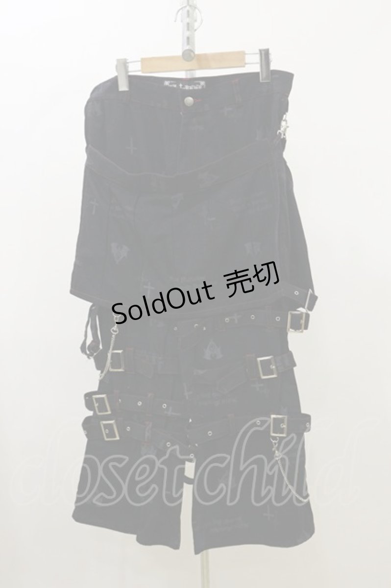 画像1: ZJ PUNX / ラップ付きベルトパンツ XL 黒 H-26-07-01-039-PU-PA-AK-ZH (1)