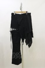 画像2: BPN / レイヤード風縫合アシメパンツ  ブラック H-26-07-01-041-GO-PA-KB-ZH (2)