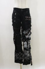 画像1: GLP / ベルト付きプリントパンツ S 黒 H-26-07-01-045-PU-PA-AK-ZH (1)