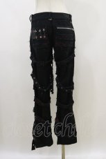 画像2: GLP / ベルト付きプリントパンツ S 黒 H-26-07-01-045-PU-PA-AK-ZH (2)