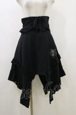 画像1: PEACE NOW / クロス刺繍フリルハイウエストスカート  ブラック H-26-07-01-049-PU-SK-KB-ZH (1)