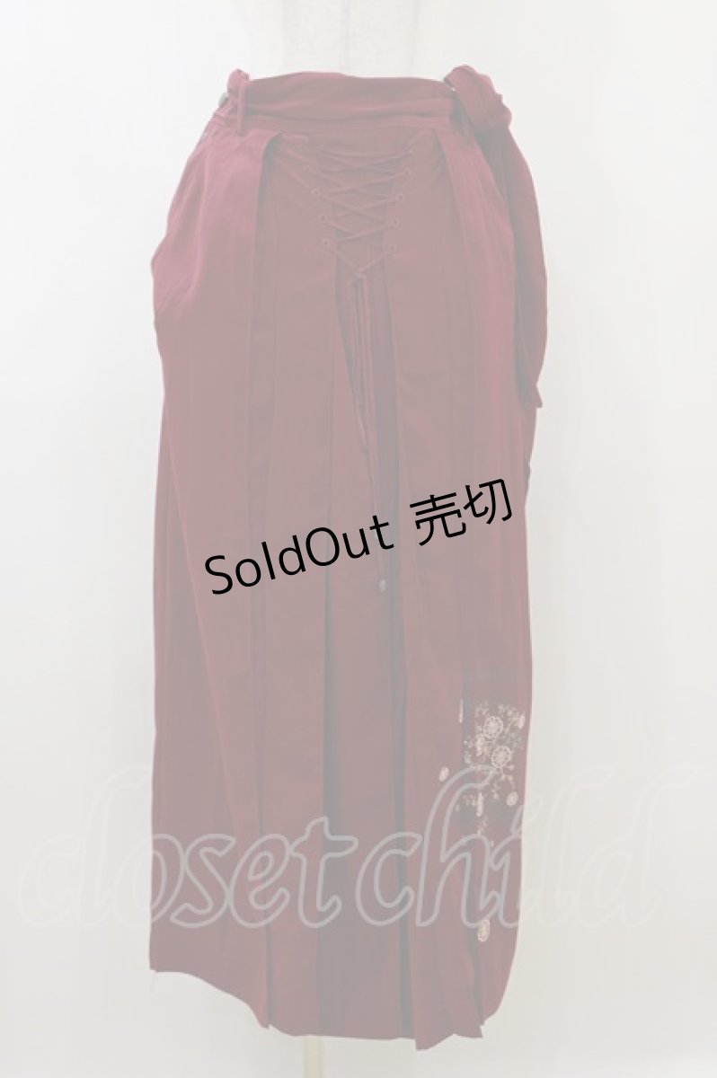 画像1: Ozz oneste / 刺繍袴スカート  エンジ H-26-07-01-053-OO-SK-KB-ZH (1)