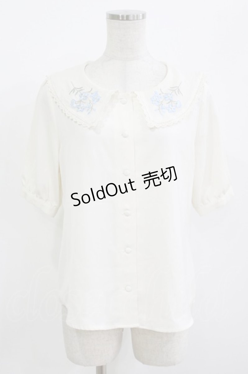 画像1: Fi.n.t / デルフィニウム刺繍ビッグカラーブラウス Free IVORY H-26-07-01-1049-CA-BL-NS-ZH (1)