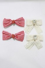 画像1: m petit by misako / ヘアクリップ2点セット  オフ/レッド H-26-07-01-1056-LO-AC-NS-ZH (1)