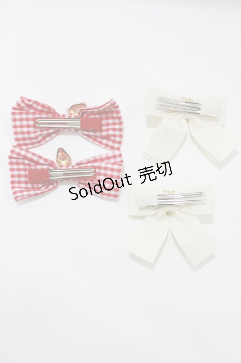 画像2: m petit by misako / ヘアクリップ2点セット  オフ/レッド H-26-07-01-1056-LO-AC-NS-ZH (2)