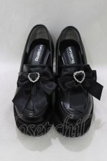 画像1: DearMyLove / キラキラビジューリボン厚底ローファー 25.5cm ブラック H-26-07-01-1083-GO-SH-NS-ZH (1)
