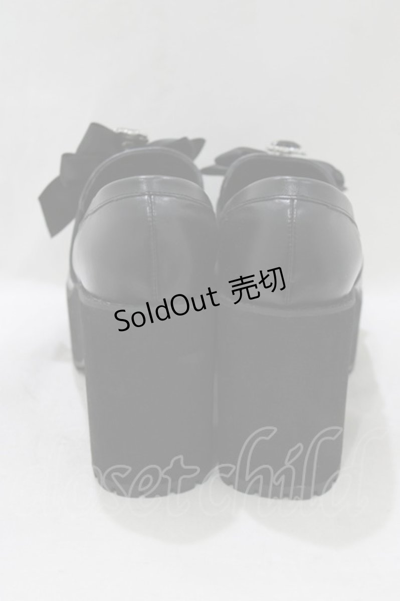 画像3: DearMyLove / キラキラビジューリボン厚底ローファー 25.5cm ブラック H-26-07-01-1083-GO-SH-NS-ZH (3)