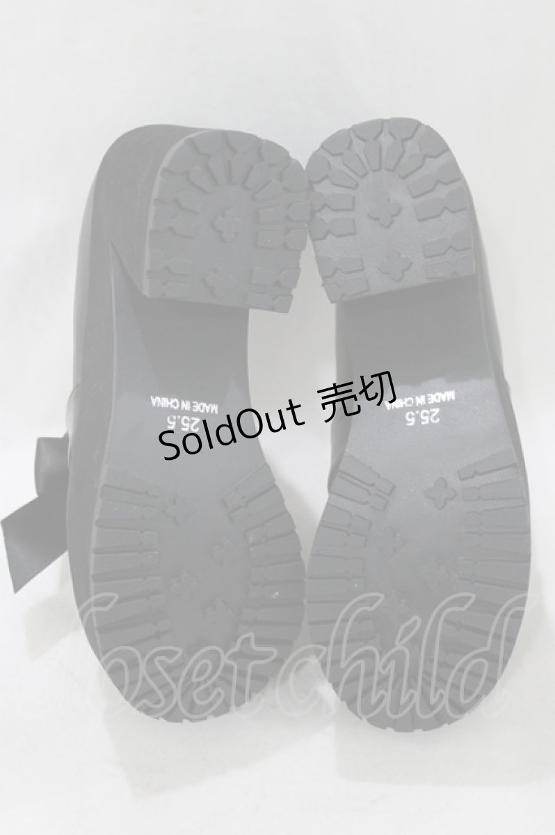 画像4: DearMyLove / キラキラビジューリボン厚底ローファー 25.5cm ブラック H-26-07-01-1083-GO-SH-NS-ZH (4)