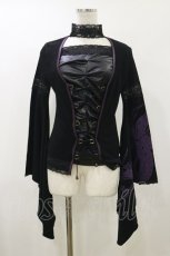 画像1: Qutie Frash / チョーカー風着物袖トップス  黒×紫 H-26-07-01-014-QU-CO-KB-ZH (1)