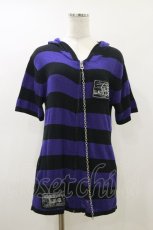 画像1: BERNINGS-SHO / ボーダーニットZIPパーカー L 黒×青 H-26-07-01-017-PU-TO-AK-ZH (1)