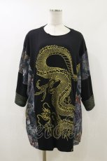 画像1: Qutie Frash / 和柄BIG Tシャツ  ブラック×タイガー H-26-07-01-034-QU-TO-AK-ZH (1)