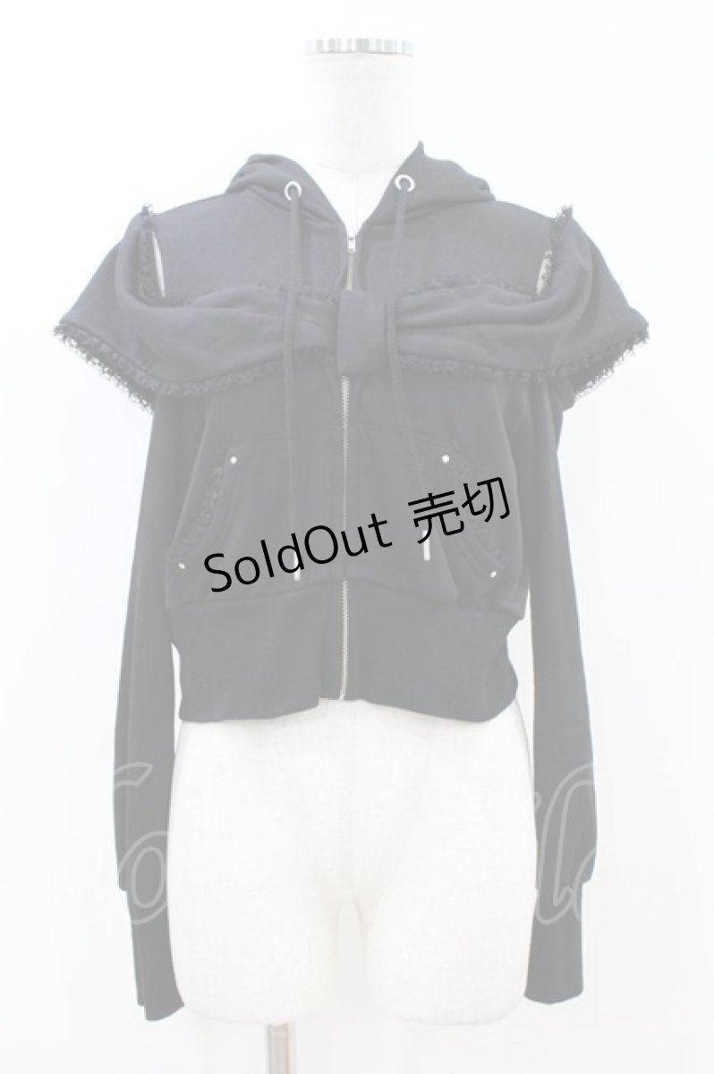 画像1: AVENCHUMU / Ribbon shoulder zip hoodie FREE 黒 H-26-07-02-049-LO-TO-AK-ZH (1)