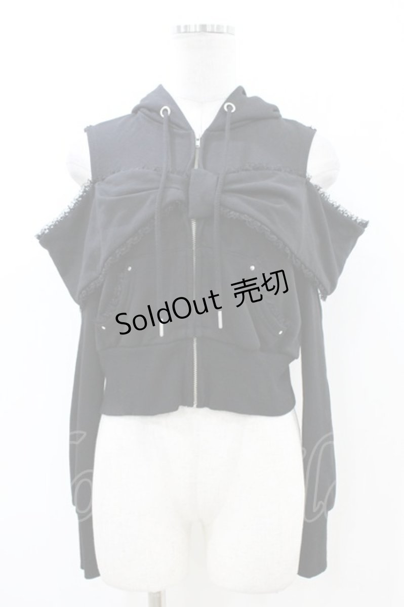 画像3: AVENCHUMU / Ribbon shoulder zip hoodie FREE 黒 H-26-07-02-049-LO-TO-AK-ZH (3)