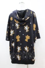 画像2: NieR Clothing / 総柄ZIP半袖パーカー  黒 H-26-07-02-051-PU-TO-KB-ZH (2)