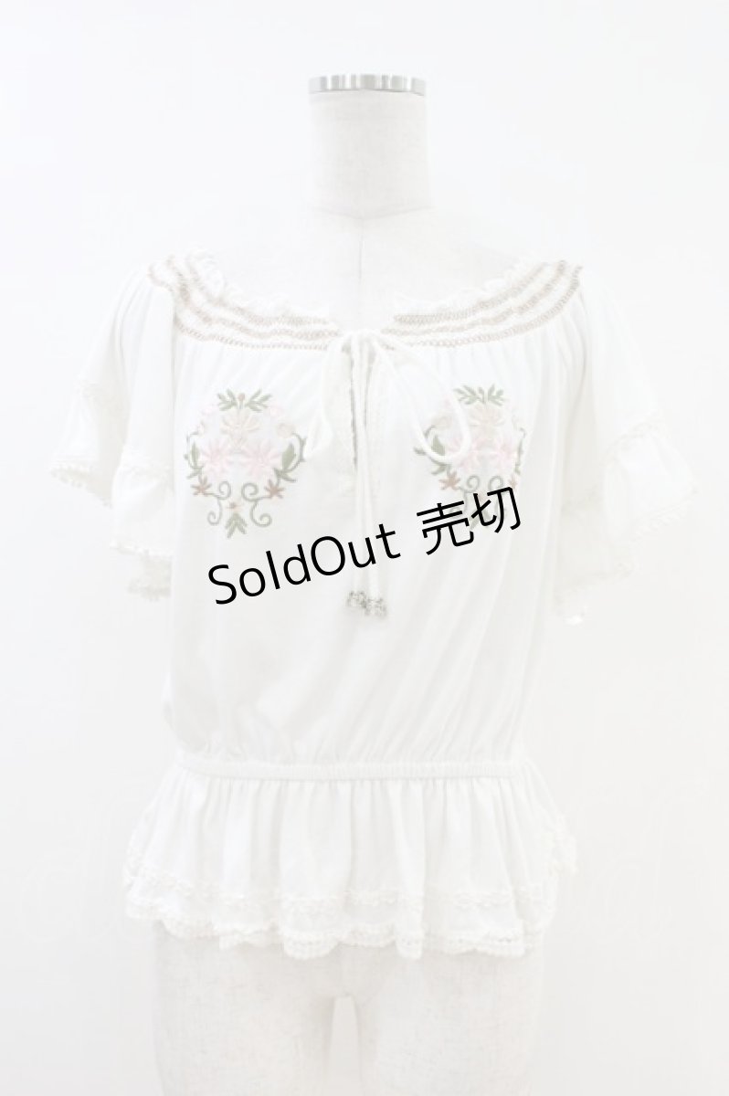 画像1: LIZ LISA / 刺繍トップス Free 白 H-26-07-02-1035-LO-TO-NS-ZH (1)