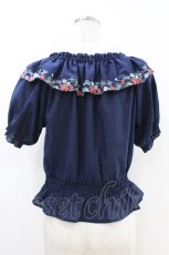 画像2: Fi.n.t / 野イチゴ刺繍オフショルブラウス Free NAVY H-26-07-02-1039-CA-BL-NS-ZH (2)