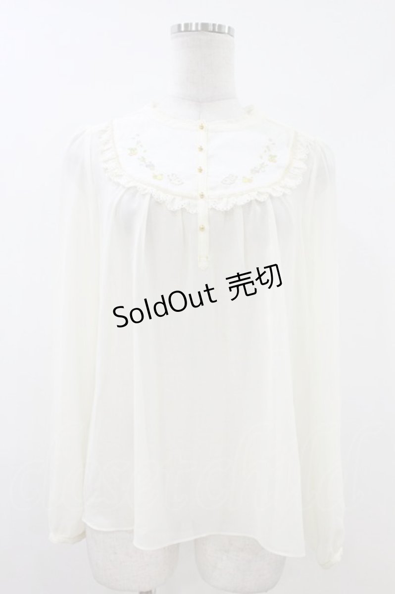画像1: Franche Lippee / ヨーク刺繍シフォンブラウス M アイボリー H-26-07-02-1051-LO-BL-NS-ZH (1)