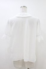 画像2: Chalmiere / ジャボ付き半袖ブラウス M 白 H-26-07-02-1056-0-BL-NS-ZH (2)