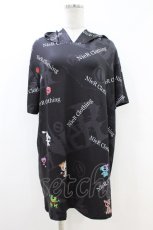 画像1: NieR Clothing / 総柄半袖プルパーカー  黒 H-26-07-02-057-PU-TO-KB-ZH (1)