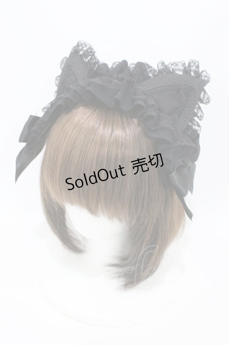 画像1: HANGRY&ANGRY / BIG CAT EARS HEAD DRESS  黒 H-26-07-02-002-HN-AC-AK-ZH (1)