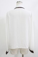 画像2: axes femme POETIQUE / 刺繍リボンタイ付ブラウス M 白/チェックリボン H-26-07-03-047-AX-BL-NS-ZH (2)