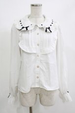 画像1: axes femme kawaii / 梯子レース丸襟ブラウス M オフ/ブラック H-26-07-03-053-AX-BL-NS-ZH (1)