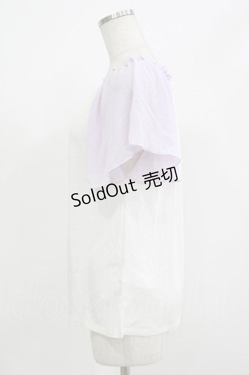 画像2: E hyphen world gallery / シフォン袖トップス Free 白/ラベンダー H-26-07-03-061-LO-TO-NS-ZH (2)