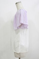 画像2: E hyphen world gallery / シフォン袖トップス Free 白/ラベンダー H-26-07-03-061-LO-TO-NS-ZH (2)