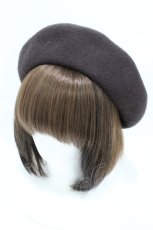 画像1: m petit by misako / 刺繍入りバスクベレー  ブラウン H-26-07-03-1005-LO-AC-NS-ZH (1)