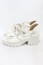 画像2: Lovely Tency / 眞白ありす/ビジューリボンサンダル L 白 H-26-07-03-1006-GO-SH-NS-ZH (2)