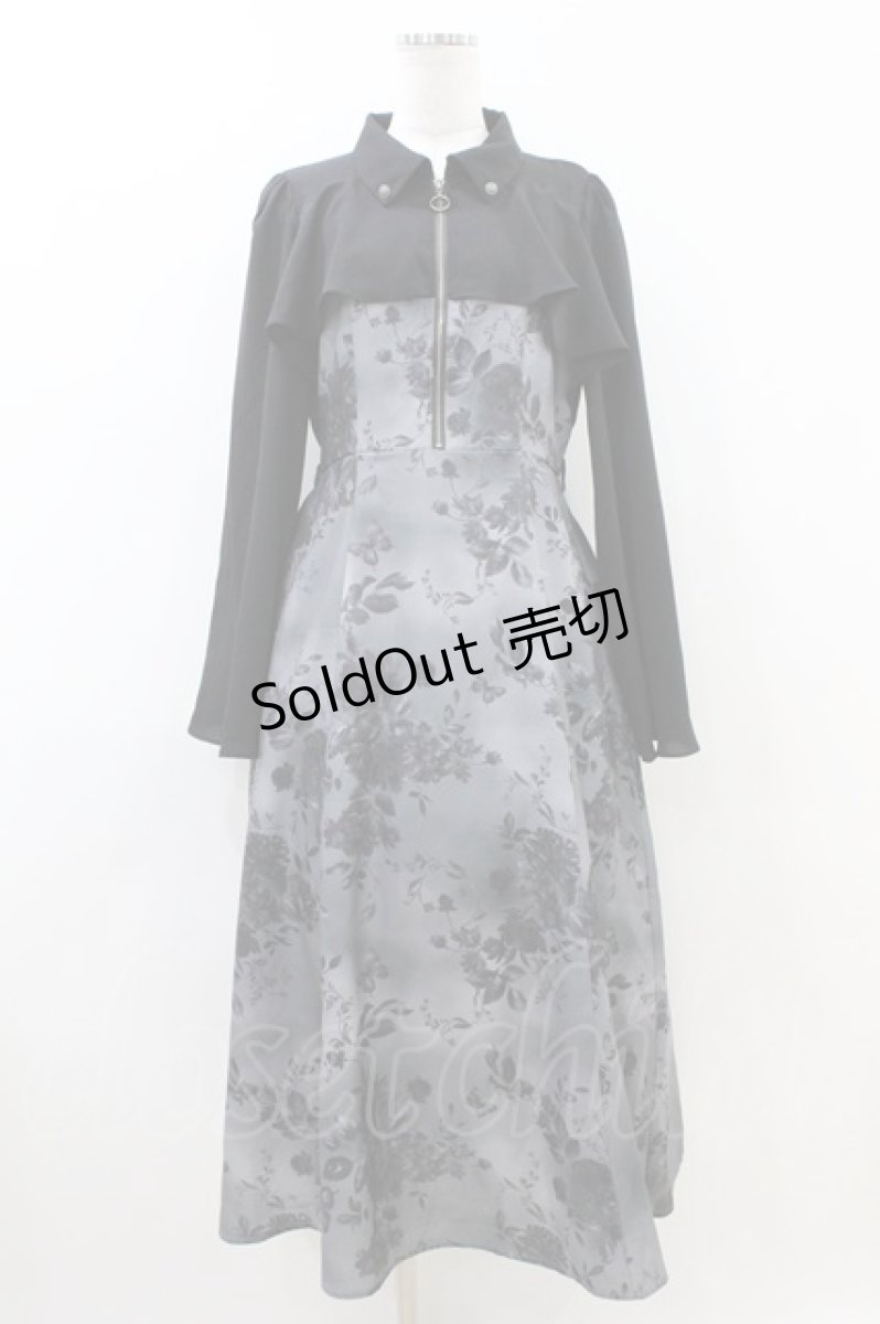 画像1: axes femme / 蝶々ｘ花柄ワンピース M グレー H-26-07-03-1049-AX-BL-YZ-ZH (1)