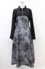 画像1: axes femme / 蝶々ｘ花柄ワンピース M グレー H-26-07-03-1049-AX-BL-YZ-ZH (1)