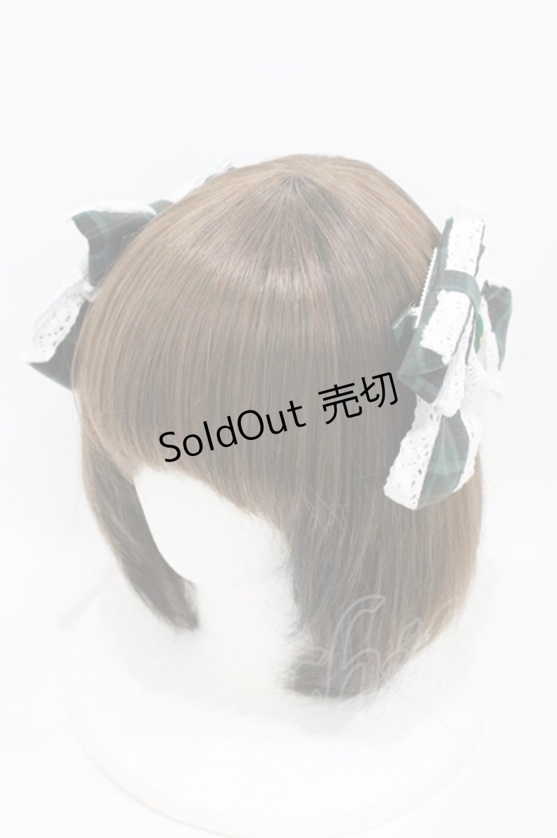 画像1: Eri Aino's collaboration / AE*2Pリボンクリップ  グリーンチェック H-26-07-03-1007-PU-AC-NS-ZH (1)