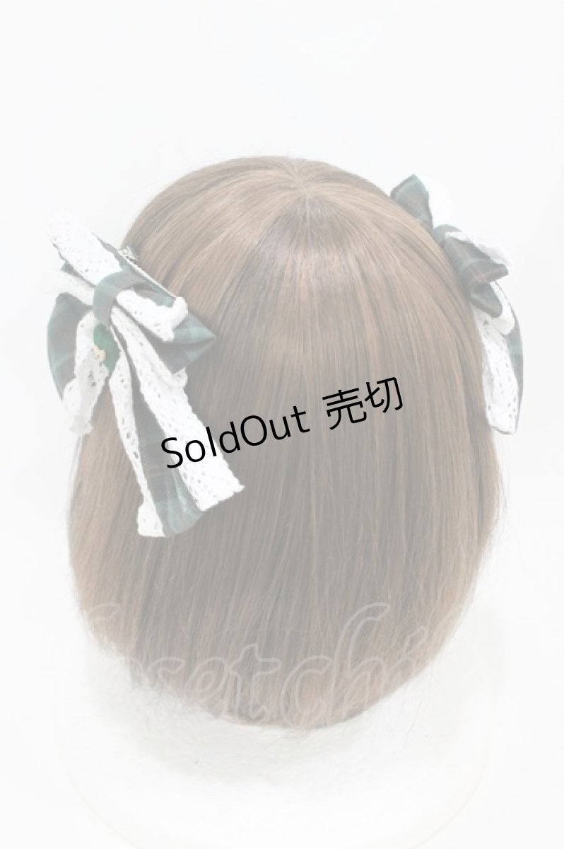 画像2: Eri Aino's collaboration / AE*2Pリボンクリップ  グリーンチェック H-26-07-03-1007-PU-AC-NS-ZH (2)