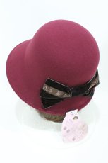 画像2: m petit by misako / AM*NIリボンメトロハット  ワイン H-26-07-03-1028-LO-AC-NS-ZH (2)