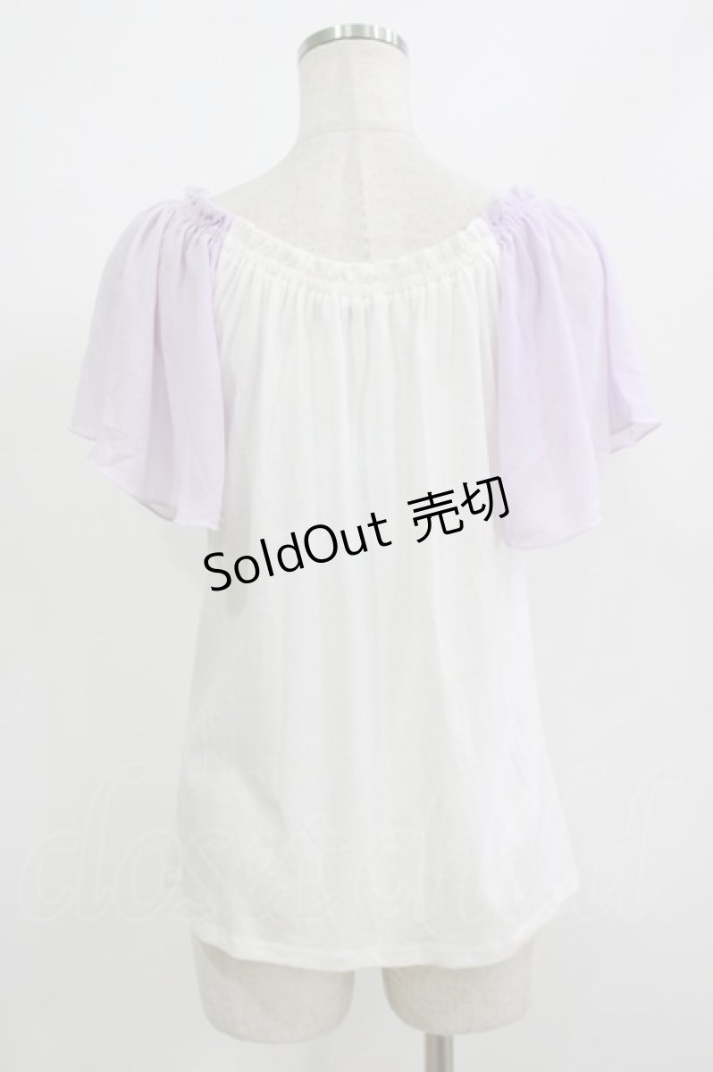 画像3: E hyphen world gallery / シフォン袖トップス Free 白/ラベンダー H-26-07-03-061-LO-TO-NS-ZH (3)