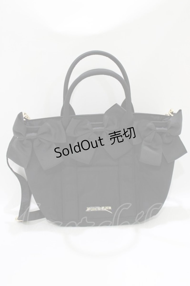 画像2: Maison de FLEUR / ボリュームリボン2Wayトートバッグ  ブラック H-26-07-03-066-LO-BG-NS-ZH (2)