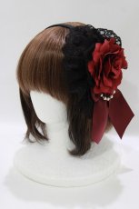 画像1: ATELIER PIERROT / 薔薇レースカチューシャ  ブラック/ワイン H-26-07-03-076-EL-AC-NS-ZH (1)