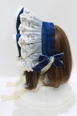 画像2: Miss Point（海外ロリータブランド） / ミスジェニファー ベルベット ボンネット  ブルー H-26-07-03-079-LO-AC-NS-ZH (2)