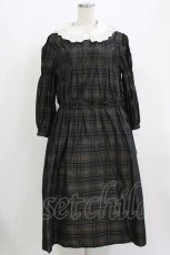 画像1: Jane Marple / Memory shadow check shirring dress  ブラック H-26-07-03-2026-JM-OP-KB-ZH (1)