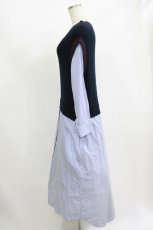 画像2: Jane Marple Dans Le Salon / Tilden vest and stripe trompe-l'oeil dress  ネイビー×ブルー H-26-07-03-2001-JM-OP-KB-ZH (2)