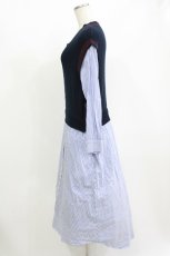 画像2: Jane Marple Dans Le Salon / Tilden vest and stripe trompe-l'oeil dress M ネイビー×ブルー H-26-07-03-2007-JM-OP-AK-ZH (2)