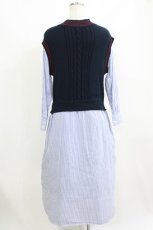画像3: Jane Marple Dans Le Salon / Tilden vest and stripe trompe-l'oeil dress M ネイビー×ブルー H-26-07-03-2007-JM-OP-AK-ZH (3)