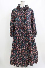 画像1: Jane Marple Dans Le Salon / Flowers of Jouy layered dress  ネイビー H-26-07-03-2009-JM-OP-KB-ZH (1)