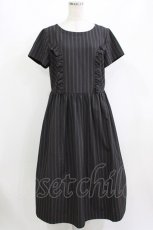 画像1: Jane Marple / British stripeタブリエドレス M チャコールグレー H-26-07-03-2011-JM-OP-AK-ZH (1)