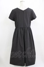 画像3: Jane Marple / British stripeタブリエドレス M チャコールグレー H-26-07-03-2011-JM-OP-AK-ZH (3)